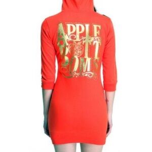 *Vintage* Apple Bottoms Hoodie Dress Orange Gold Graphic Women’s M/L Y2K